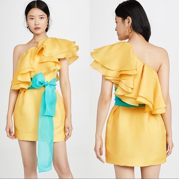 PRABAL GURUNG Carsix 100% Silk One Shoulder Dress - Picture 5 of 12